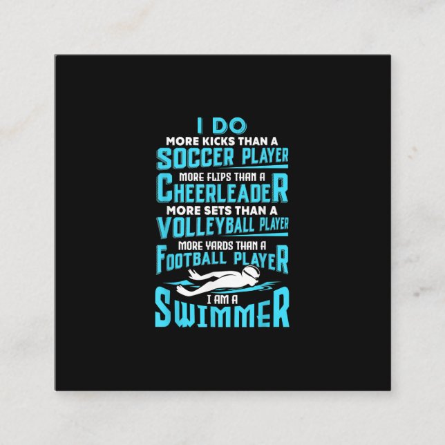 I Am A Swimmer Funny Swimming Pool Swim Lover Gift Square Business Card (Front)