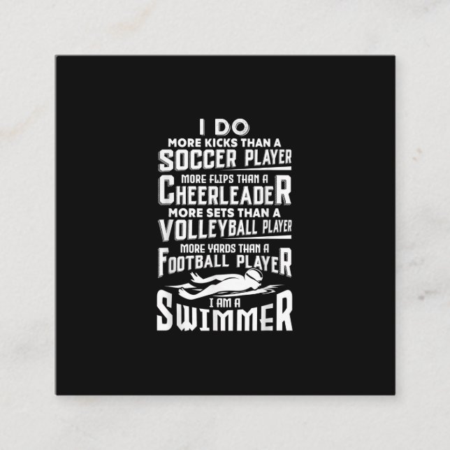 I Am A Swimmer Funny Swimming Pool Swimmer Gift Square Business Card (Front)