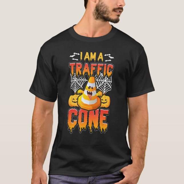 I Am A Traffic Cone Orange Lazy Easy Costume Hallo T-Shirt (Front)