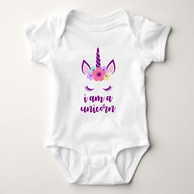 I Am A Unicorn Baby Bodysuit (Front)