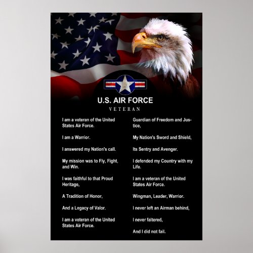I Am a United States Air Force VETERAN Poster