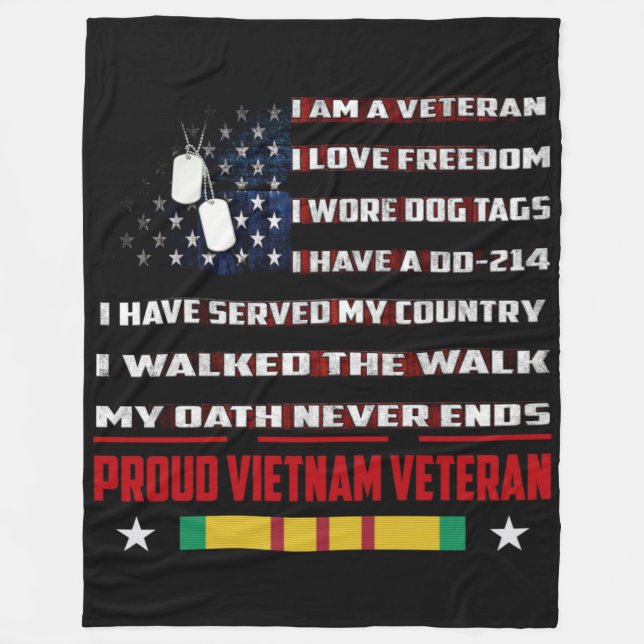 I AM A VETERAN FLEECE BLANKET (Front)