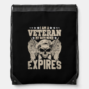 i am a veteran my oath never expires drawstring bag