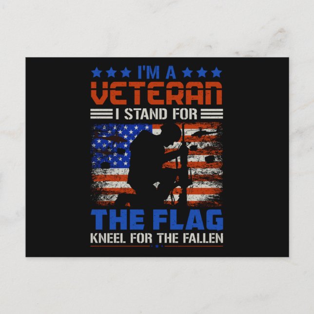 I Am A Veteran Stand For The Flag - USA Hero Gift Postcard (Front)