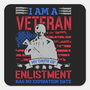 I Am A Veteran - The Perfect USA Hero Gift Square Sticker