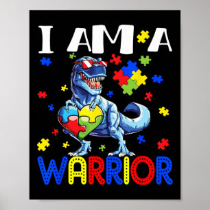 I Am A Warrior Autism Boys Family Dinosaur Autism  Poster