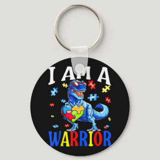 I Am A Warrior Autism Family Dinosaur Autism Keychain