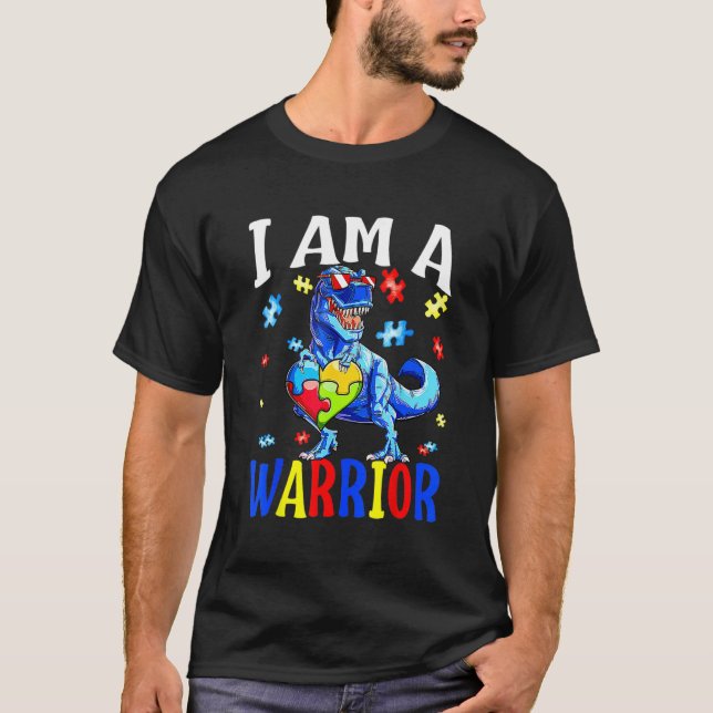 I Am A Warrior Autism Family Puzzle Autism Awarene T-Shirt (Front)