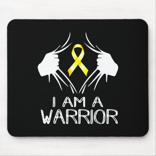 I Am A Warrior Childhood Cancer Awareness Gold Rib Mouse Pad