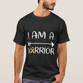 I Am A Warrior Childhood Cancer Awareness Gold Rib T-Shirt