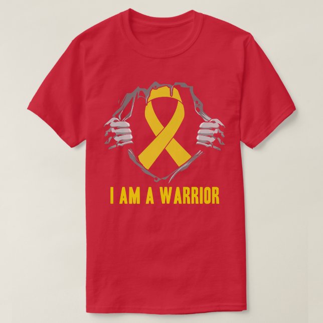 I Am A Warrior - Childhood Cancer Awareness T-Shirt (Design Front)