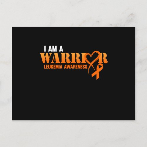 I Am A Warrior Leukemia Awareness Orange Ribbon Announcement Postcard