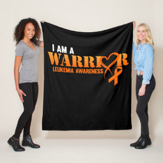 I Am A Warrior Leukemia Awareness Orange Ribbon Fleece Blanket