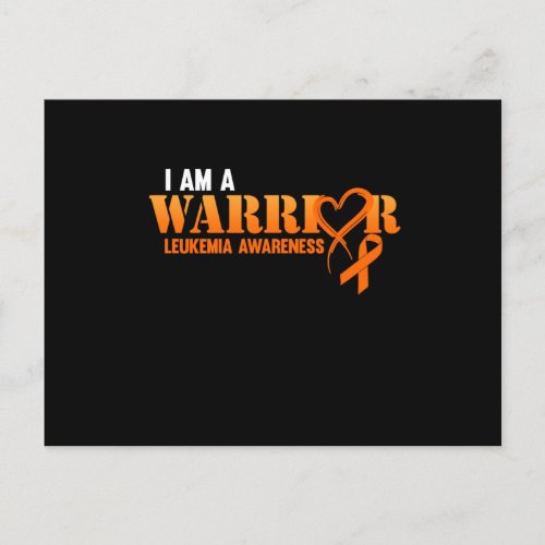 I Am A Warrior Leukemia Awareness Orange Ribbon Invitation Postcard