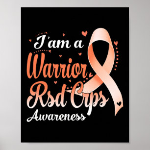 I Am A Warrior Rsd Crps Awareness Orange Ribbon Poster