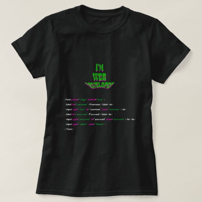 i am a web developer Funny Coder Programmer T-Shirt (Design Front)