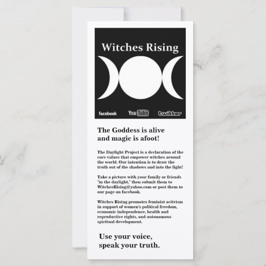"I am a witch" Intention Card (Back)
