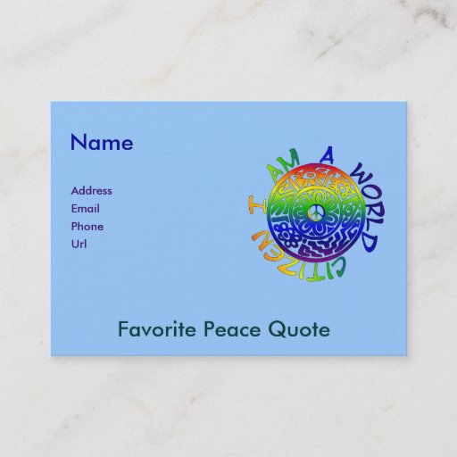 Customizable I Am A World Citizen Business Card Templates