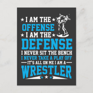 I am a Wrestler Offense Defense Wrestling Fighter Postcard