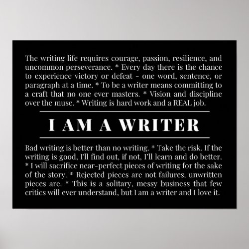 I AM A WRITER Encouragement  Inspiration Poster