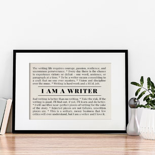 I AM A WRITER Encouragement & Inspiration Poster