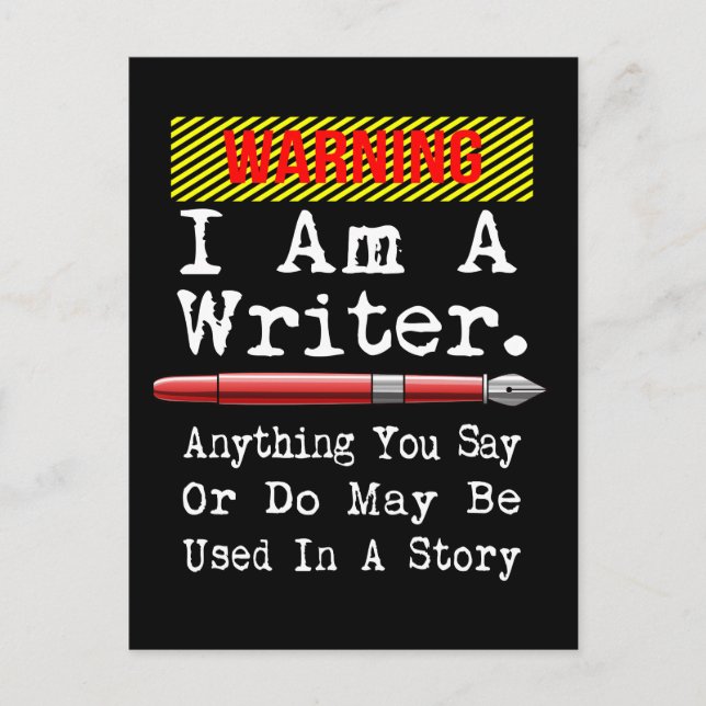 I Am A Writer Funny Author Writing Postcard (Front)