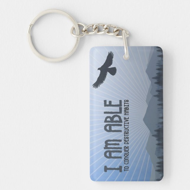 "I am able to conquer" Motivation Affirmation Keychain (Front)