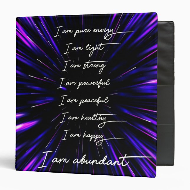 I Am Abundant Positive Affirmations 3 Ring Binder (Front/Inside)