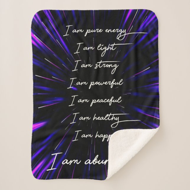 I Am Abundant Positive Affirmations Sherpa Blanket (Front)