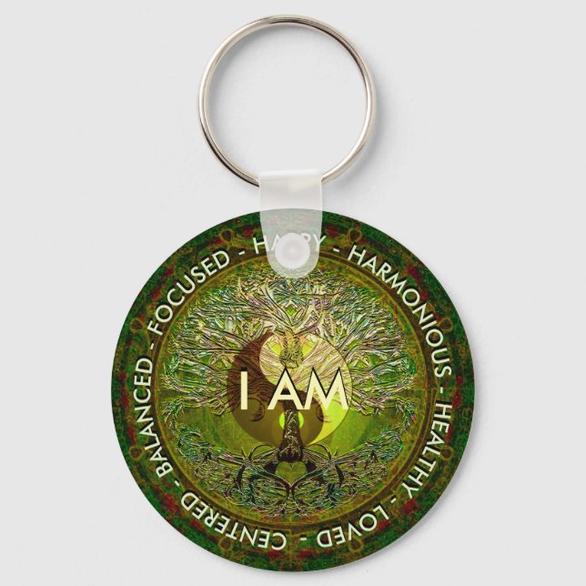 I Am Affirmation Yin Yang Keychain (Front)