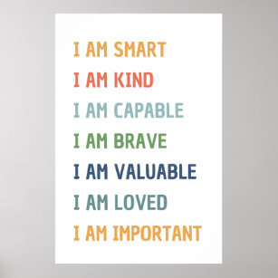 I Am Affirmations Classroom Poster