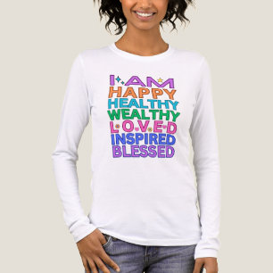 I Am Affirmations Long Sleeve Tee – Rainbow Text
