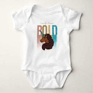 I am Afro Unicorn Bold Glitter Design Baby Bodysuit