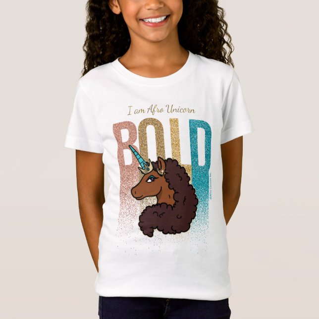 I am Afro Unicorn | Bold Glitter Design T-Shirt (Front)