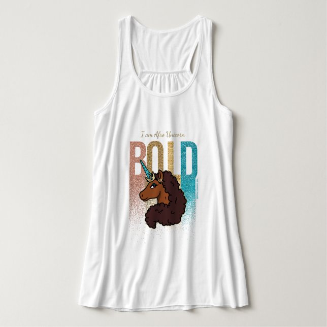I am Afro Unicorn | Bold Glitter Design Tank Top (Design Front)