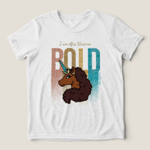 I am Afro Unicorn Bold Glitter Design Tri-Blend Shirt