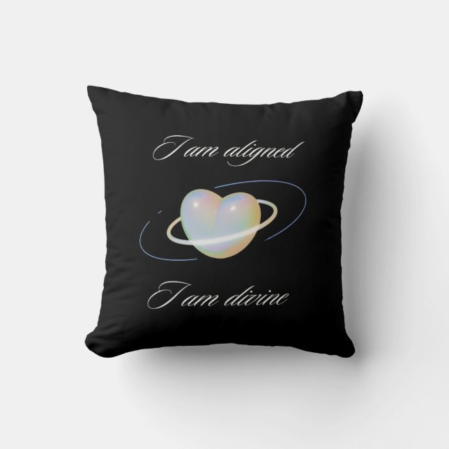 I am Aligned Aesthetic Throw Pillow (Front)