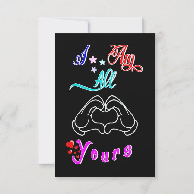 I Am All Yours Romantic Valentines Couple Note Card (Front)