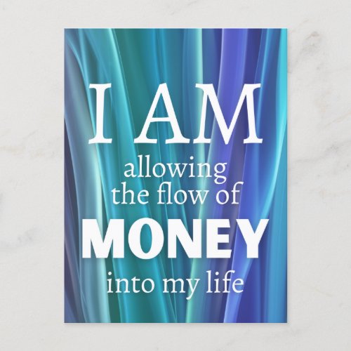 I AM Allowing Money Law of Attraction Affirmation Postcard
