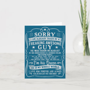 I Am Already Taken By Freaking Awesome Guy Born In Card