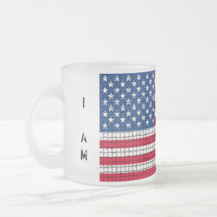 "I AM AMERICAN" Flag Frosted Mug