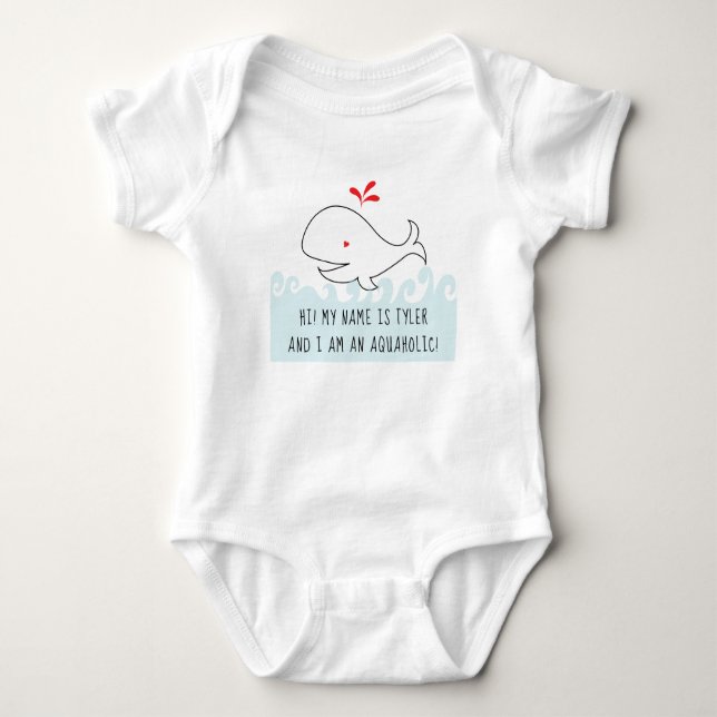 I AM AN AQUAHOLIC WHALE Baby Jersey Bodysuit (Front)