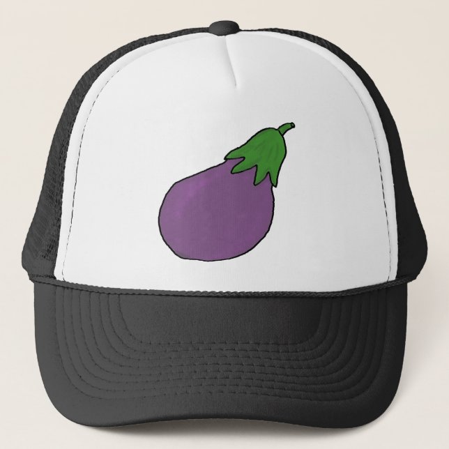 I am an eggplant trucker hat (Front)