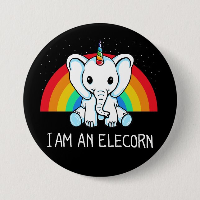I am an Elecorn Pinback Button (Front)