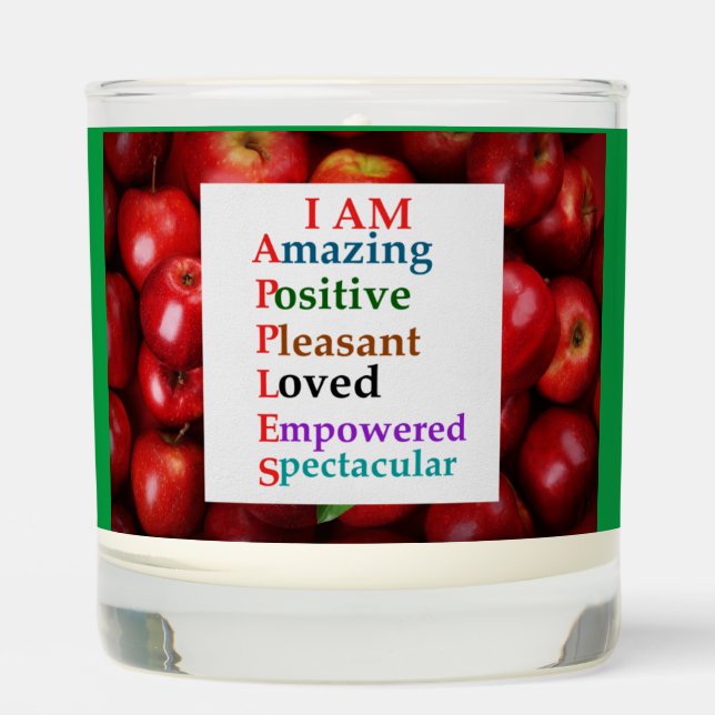 I Am Apples: Positive Affirmations Unique Gift  Scented Candle (Front)
