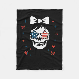 I Am Aunt Tifa Cute Coquette Skull With Bow And Am Fleece Blanket