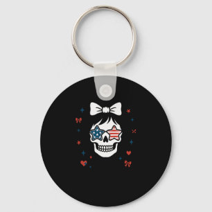 I Am Aunt Tifa Cute Coquette Skull With Bow And Am Keychain
