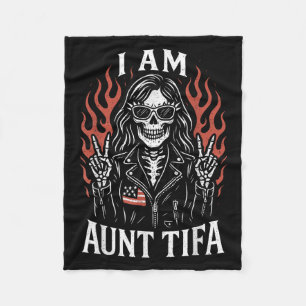 I Am Aunt Tifa Funny Skeleton Biker Aunt Tifa Desi Fleece Blanket