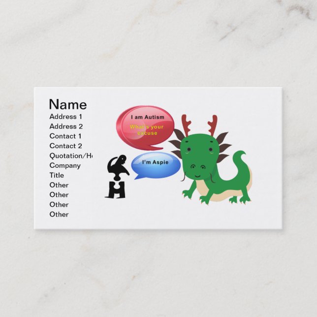 I Am Autism  Business Card (Front)