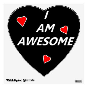 I Am Awesome black white and red wall decal